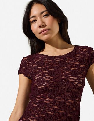 T-Shirt - Muschelsaum - Lila
