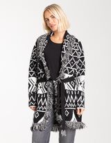 Dugi kardigan - Kai&scaron; opasač - crno