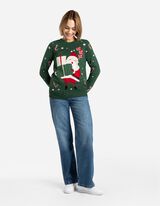 Pleteni pulover - Božić - zeleno