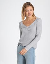 Maglia a manica lunga - Orlo a conchiglia - grigio