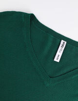 Strickpullover - V-Ausschnitt - dunkelgrün
