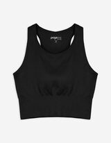 Cropped Top - Gerippt - schwarz