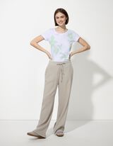 Kalhoty s širokými nohavicemi - Mušelín - sv. zelena