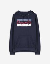 Hoodie - Vooropdruk - donkerblauw