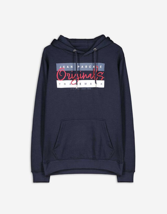 Hoodie - Vooropdruk - donkerblauw