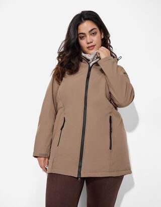 parka - naszyte kieszenie - szary