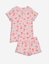 Pyjama Set aus Shirt und Shorts - Allover-Print