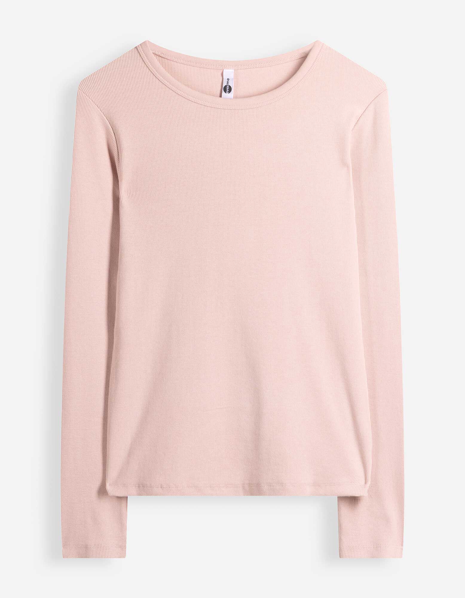Langarmshirt - Feinripp - Rosa
