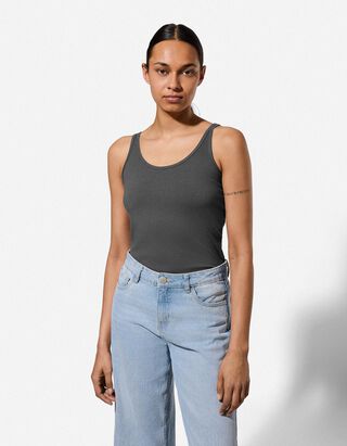 Top - Stretchanteil - dunkelgrau