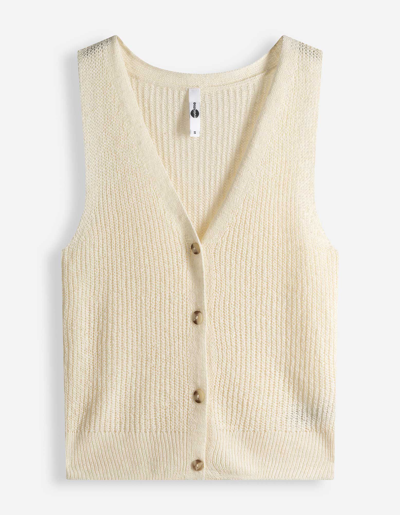 Gebreide top - Knoopsluiting - wit