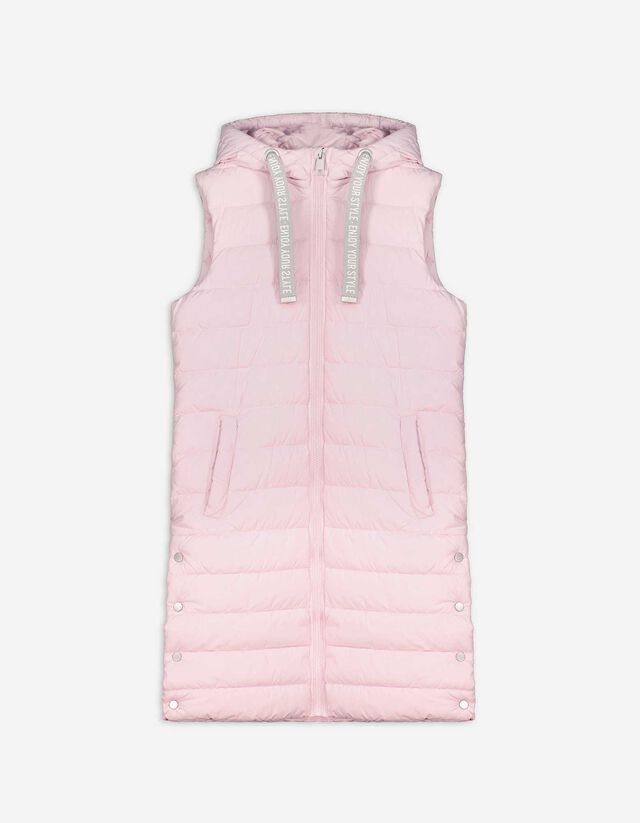 Lang vest - Capuchon met tunnelkoord - roze