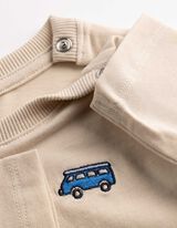 T-shirt &agrave; manches longues - Broderies - blanc