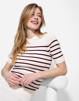 Pullover - triibud - tumepunane