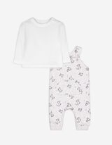 Set van longsleeve en tuinbroek - Print all-over - lichtgrijs