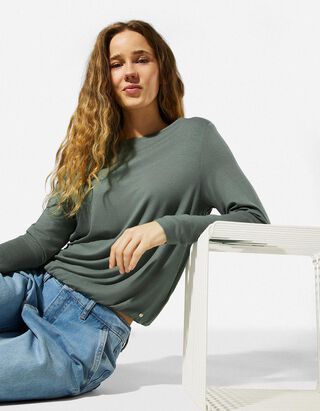 Langarmshirt - einfarbig - dunkelgr&uuml;n