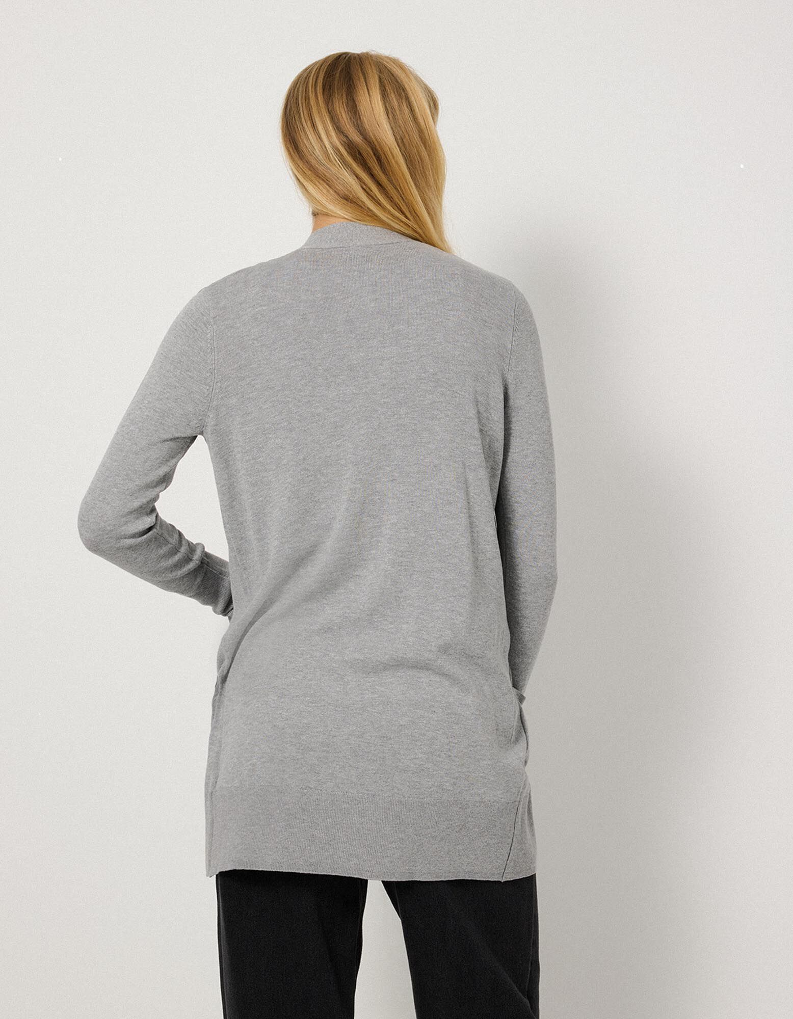 Longcardigan - Feinstrick - Grau