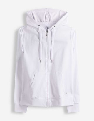 Sweatjacke - Kapuze mit Tunnelzug - wei&szlig;
