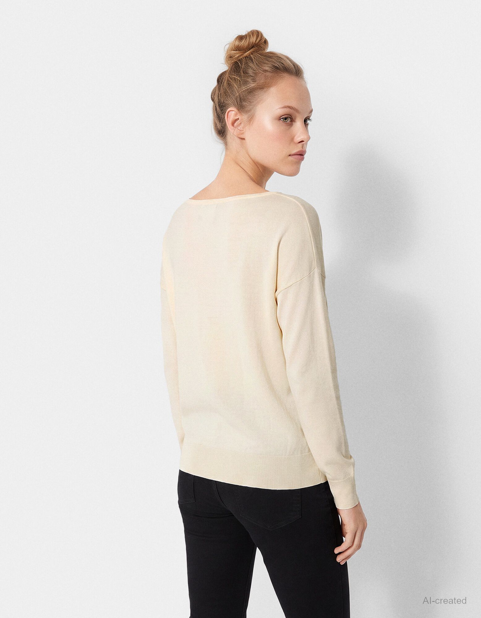 Pull-over - Encolure bateau - jaune clair