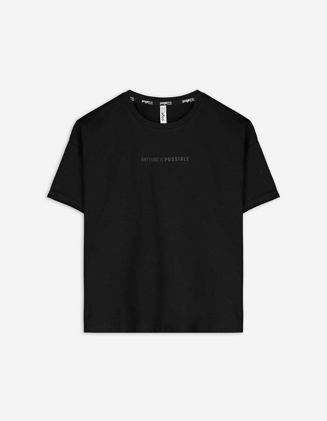 T-shirt - 3D-applicatie - zwart