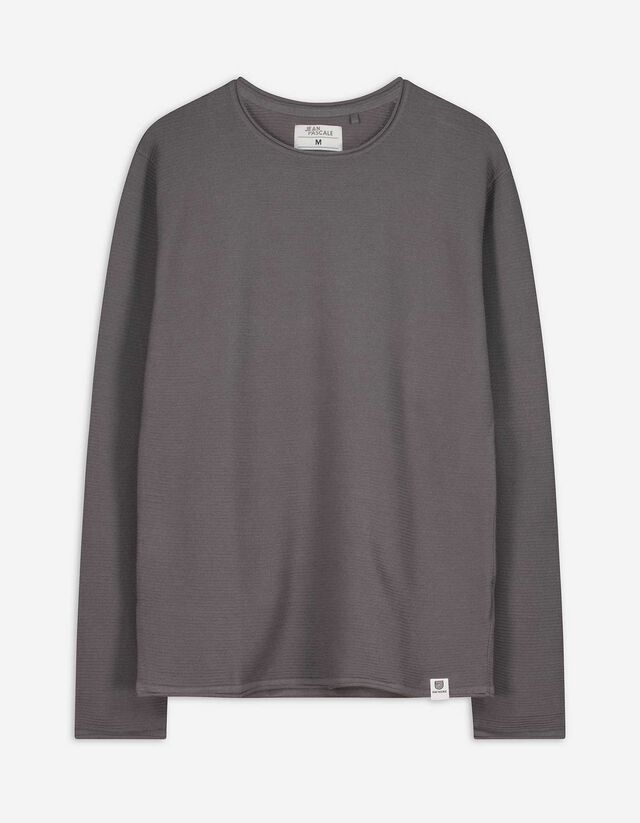 Pullover - Rundhals-Ausschnitt - grau
