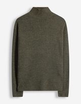 Žebrovan&yacute; pleten&yacute; svetr - Mockneck - Khaki zelen&aacute;