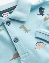 Poloshirt - Allover-Print - hellblau