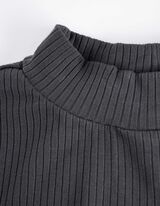 Bluză de corp cu mânecă lungă - Guler cu guler cocteil - Gri inchis