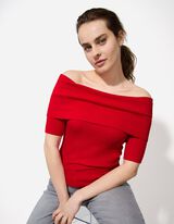 Pleten&aacute; ko&scaron;eľa - V&yacute;strih Carmen - tmavocervena