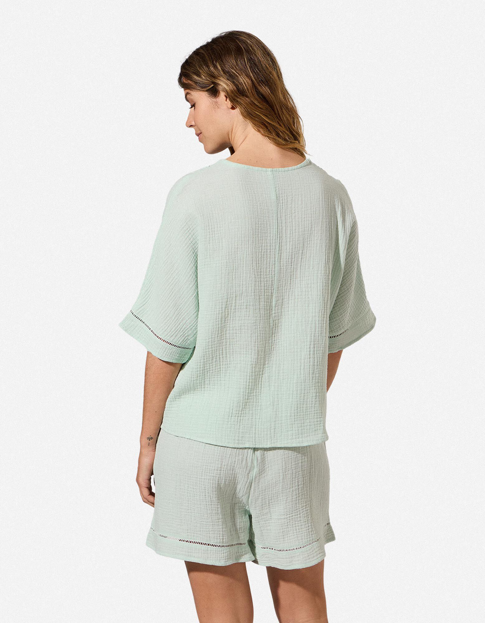 Blusenshirt - einfarbig - Mint
