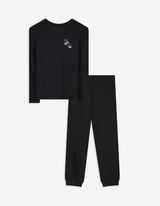 Pyjama Set aus Shirt und Hose - schwarz