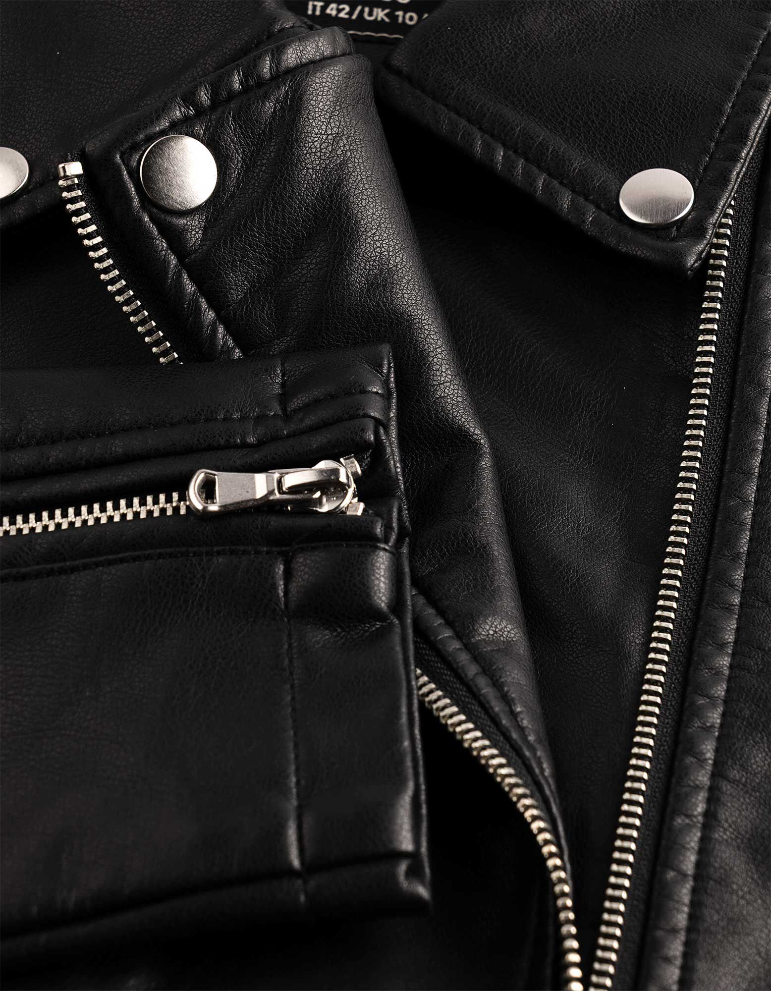 Bikerjacke - Kunstleder - Schwarz