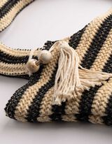 Beuteltasche - Stroh - Schwarz