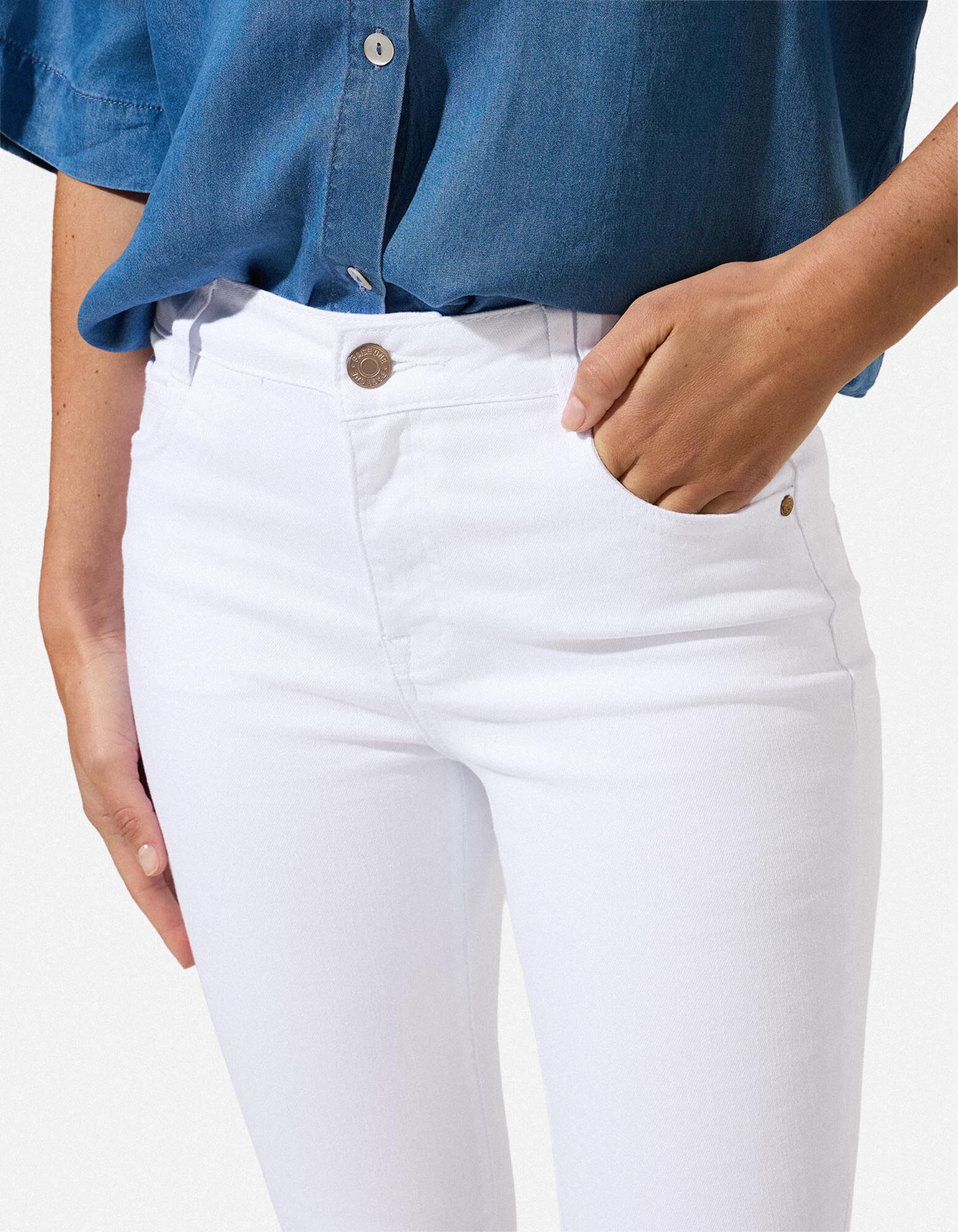 Pantacourt - Coupe Skinny Fit - blanc