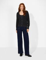 Strickjacke - V-Ausschnitt - schwarz