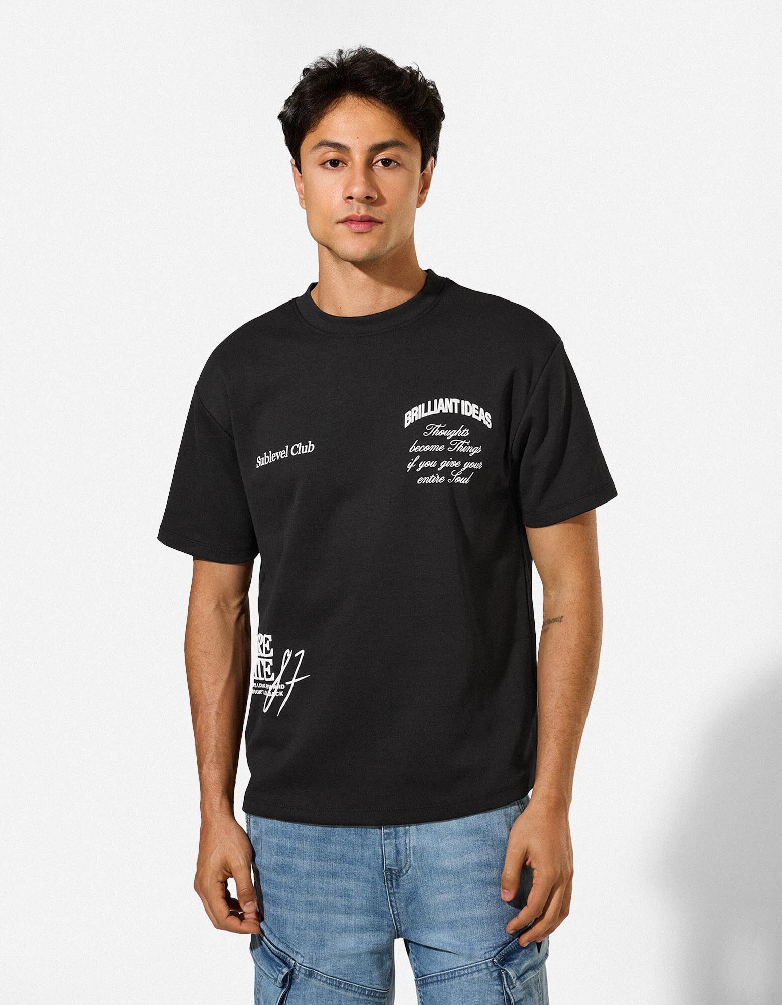 T-Shirt - Relax Fit - Schwarz