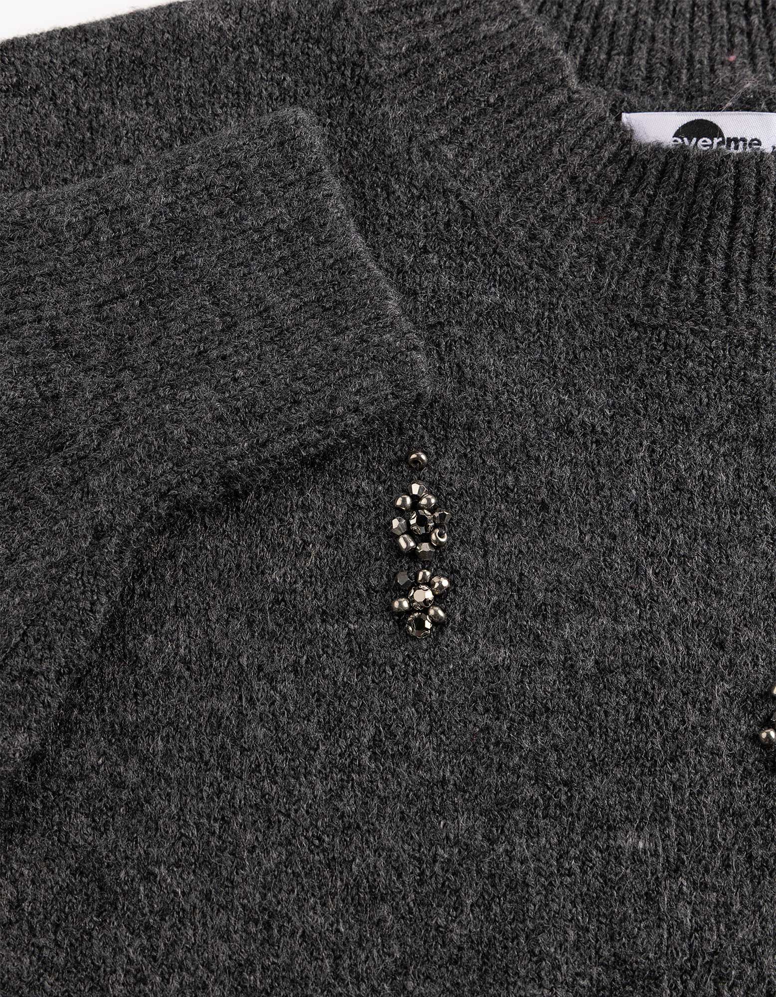 Pullover - Applikation - Dunkelgrau