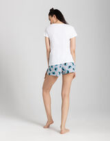 Komplet pidżamowy Koszulka i szorty - nadruk - bialy