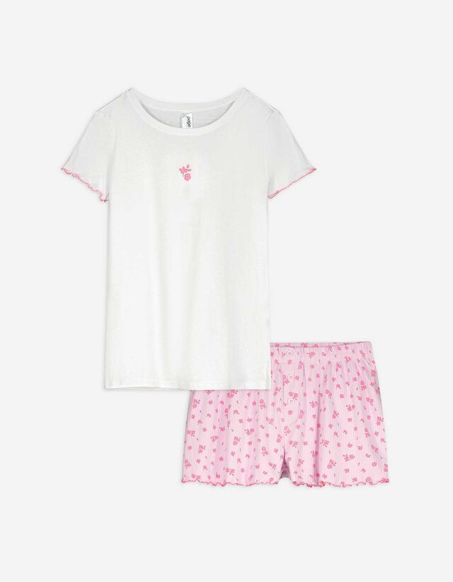 Pyjama Set aus Shirt und Shorts - Mustermix - bronzefarben