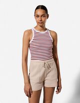 Tanktop - Geribde structuur - wit