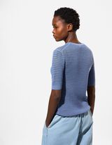 Sweter z dzianiny - Mieszanka bawełny - ciemny niebieski