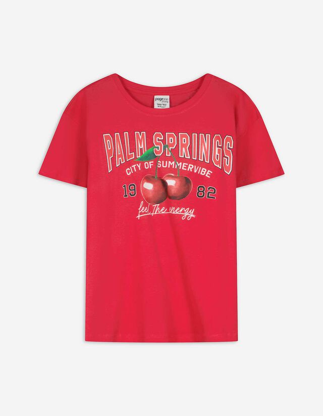 Póló - Nyomott minta - piros