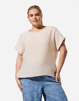 Shirt - Seitenschlitz - Beige
