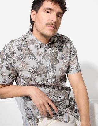 Hemd - Allover-Print - beige