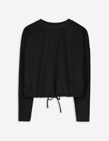 Sweatshirt - Tunnelzug am Saum - schwarz