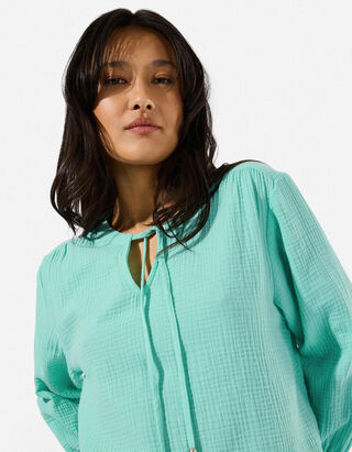 Bluse - einfarbig - Hellblau