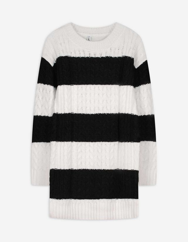 Strickkleid - Paillettenbesatz - weiß