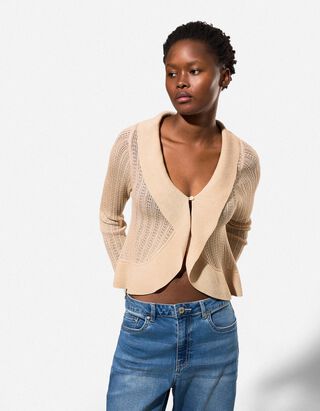 Cardigan - Pointelle - beige