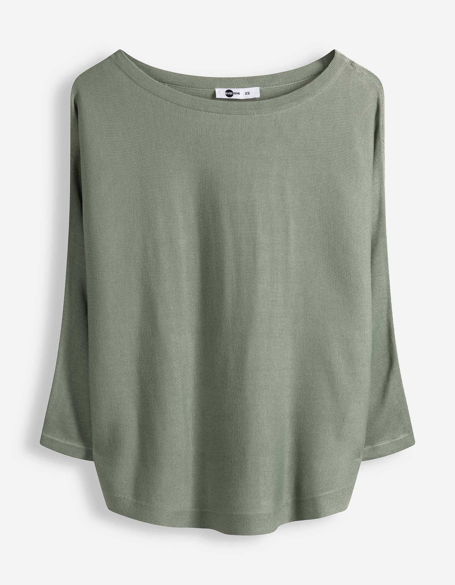 Strickpullover - Fledermaus&auml;rmel - Khaki