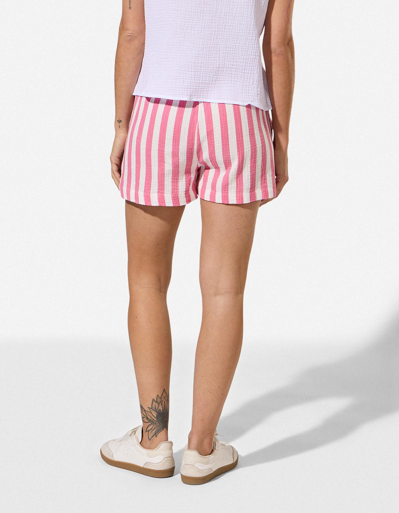 Short - Mousseline - Blanc cass&eacute;