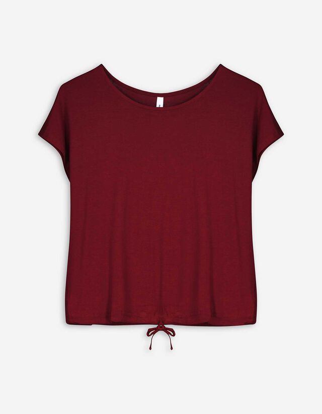 T-Shirt - Knotendetail - dunkelrot